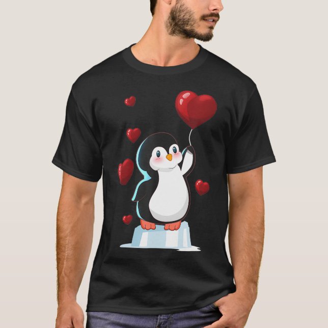 Camiseta Cute Penguin Valentines Day Love Heart gift (Anverso)