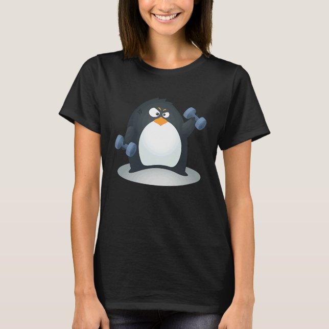 Camiseta Cute Penguin Weight Training Dumbbell Workout (Anverso)