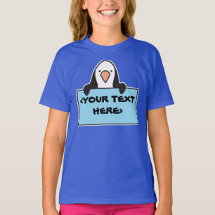 CAMISETA CUTE PENGUIN WITH CUSTOM SIGN, <YOUR TEXT HERE>