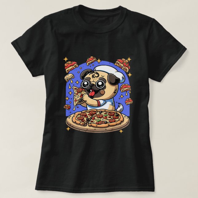 Camiseta Cute Pepperoni Pizza Pug Calzone Perro Comida rápi (Diseño del anverso)