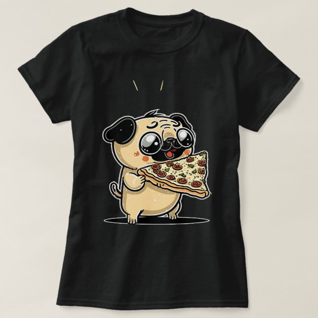 Camiseta Cute Pepperoni Pizza Pug Calzone Perro Comida rápi (Diseño del anverso)