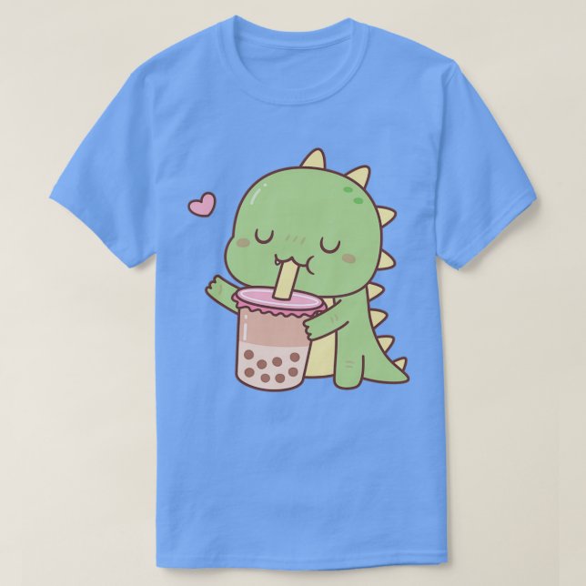 Camiseta Cute pequeño Dino ama el té de la leche de Boba (Diseño del anverso)