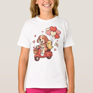 Camiseta Cute Perro De San Valentín Patinete Corazones Glob