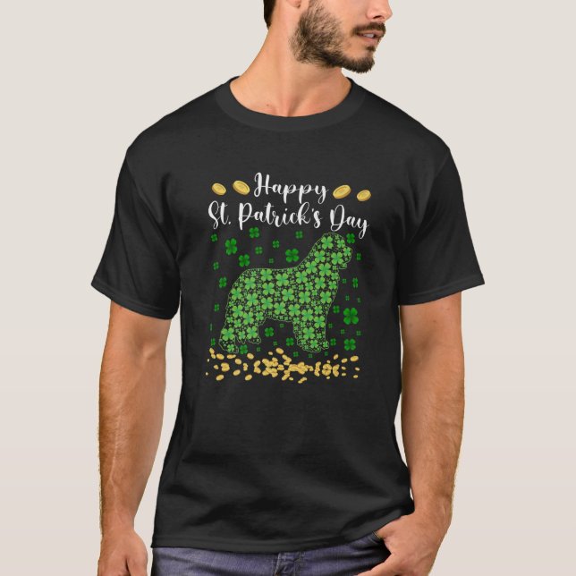 Camiseta Cute perro de Terranova Shamrock Irish St.Patrick' (Anverso)