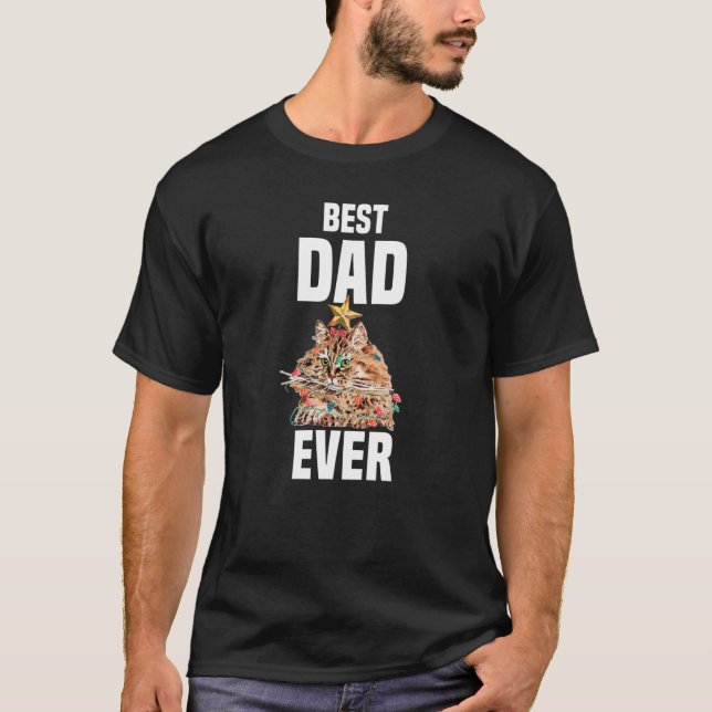 Camiseta Cute Persian cat with fairy lights Best Dad Ever (Anverso)