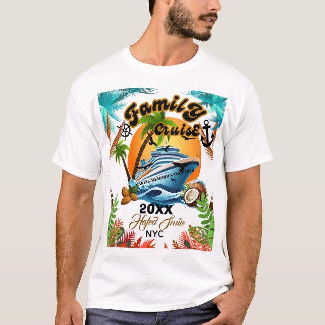 Camiseta Cute Personalized Cruise Ship Family Trip Sunset T (Anverso)