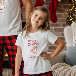 Camiseta Cute Personalized “Merry Christmas” Family T-Shirt