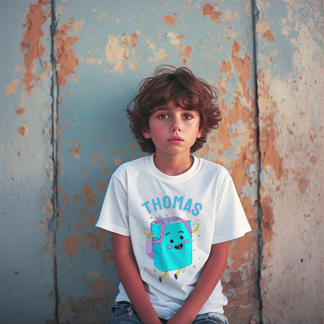 Camiseta Cute Personalized Name Backpack Character Kids (Subido por el creador)