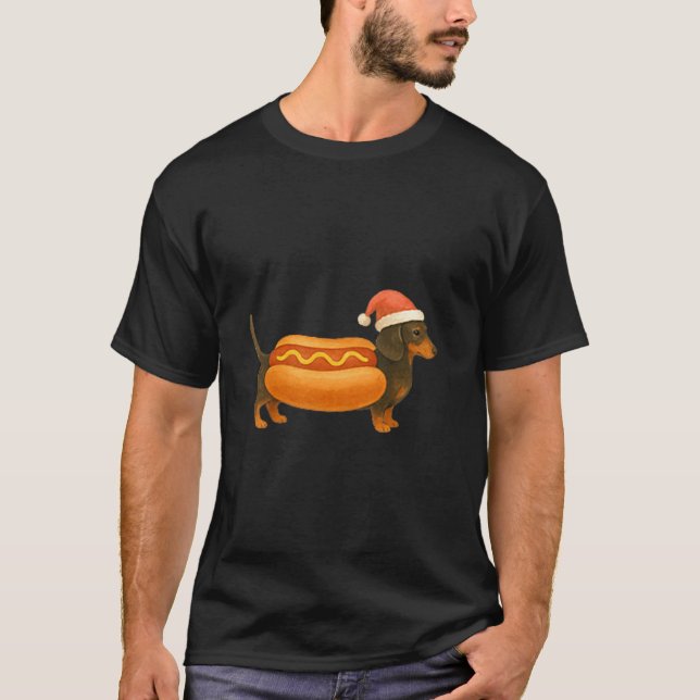 Camiseta Cute Petite Christmas Funny Hot Dog Dachshund Prem (Anverso)