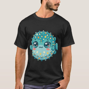 Camiseta Cute Pez Globo Esférico Arte Oceánico Kawaii