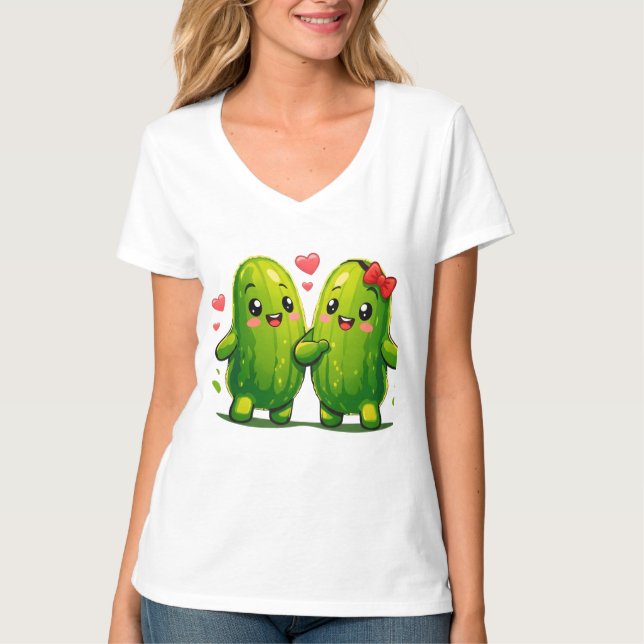 Camiseta Cute Pickle Couple Funny Kawaii Pickles T-Shirt fo (Anverso)