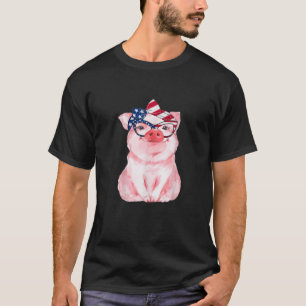 Camiseta Cute Pig 4 De Julio Bandera De Estados Unidos Patr