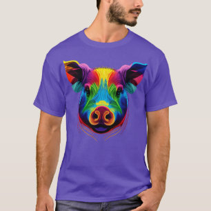 Camiseta Cute Pig Colorful Face Art Face Funny Animales De