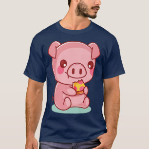 Camiseta Cute Pig Comating Pizza Funny Foodie Tee Kids 
