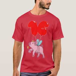 Camiseta Cute Pig Fairy16th BirthdayKids Fiesta de globo