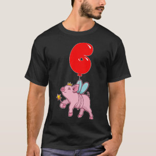 Camiseta Cute Pig Fairy6CumpleañosNiños Fiesta de globo