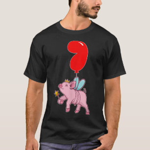 Camiseta Cute Pig Fairy7BirthdayKids Fiesta de globo