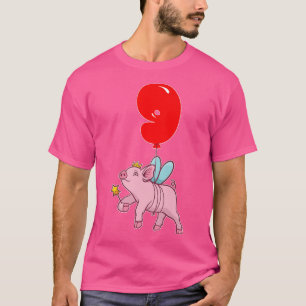 Camiseta Cute Pig Fairy9CumpleañosNiños Fiesta de globo