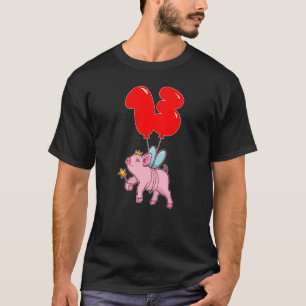 Camiseta Cute Pig Fairy 13.º cumpleaños Fiesta de globo