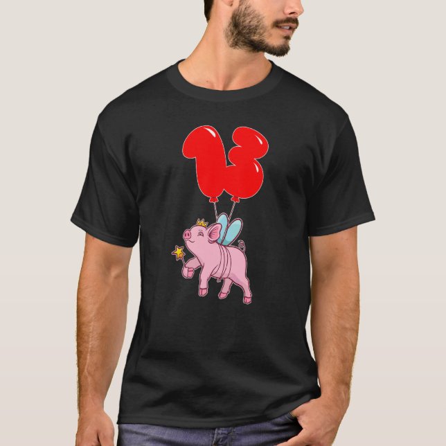 Camiseta Cute Pig Fairy 13.º cumpleaños Fiesta de globo (Anverso)