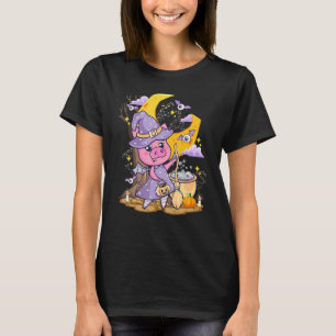 Camiseta Cute Pig Love Halloween Witch Gorra Piggy Costume
