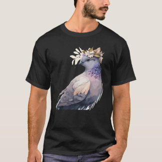 Camiseta Cute Pigeon Dove Bird Flower Crown Pet Birds 1