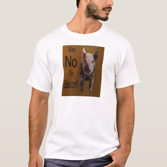 Camiseta Cute Piglet "Di No Al Bacon" (Anverso)