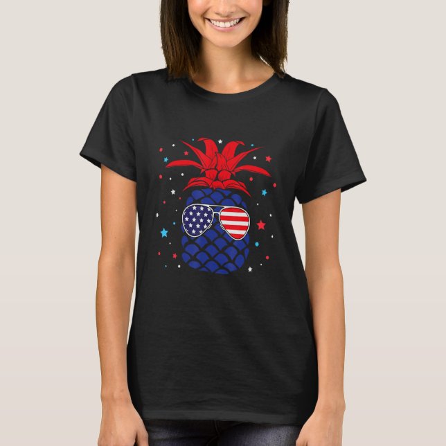 Camiseta Cute Pineapple Costume USA 4th of July Men Women (Anverso)