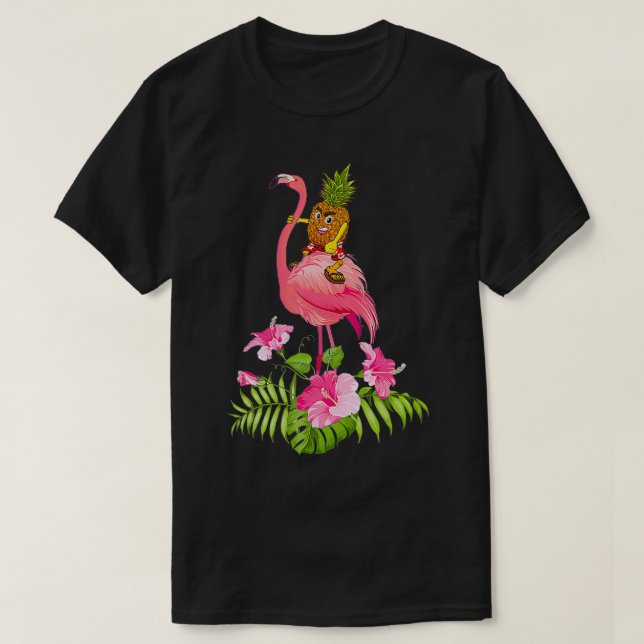 Camiseta Cute Pineapple Riding Flamingo Beach Lover Summer  (Diseño del anverso)