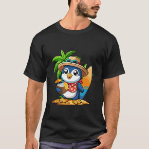 Camiseta Cute pingüino beber coco hawaiano verano vaca
