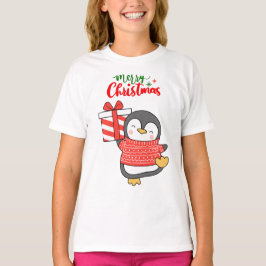 Camiseta Cute pingüino Feliz Navidad
