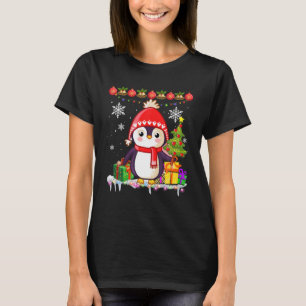 Camiseta Cute Pingüino Navidad Ornamento Árbol Luces Regalo