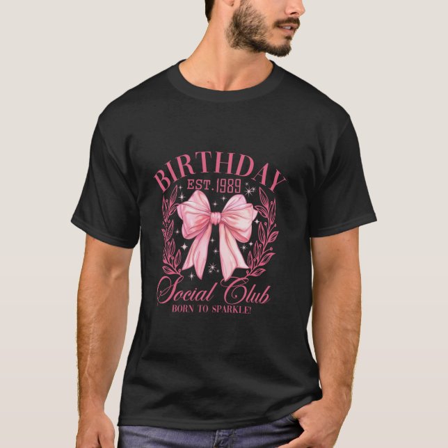 Camiseta Cute Pink Coquette Girly Bows Año 1989 Cumpleaños  (Anverso)
