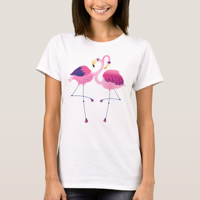 Camiseta Cute Pink Flamingos Illustration Pattern Visor (Anverso)