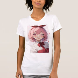 Camiseta Cute Pink-Haired Anime Girl Illustration