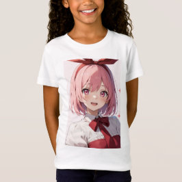 Camiseta Cute Pink-Haired Anime Girl Illustration