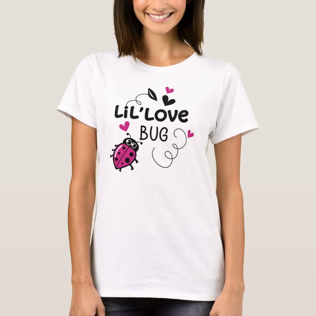 Camiseta Cute Pink Ladybug with Hearts on White Background (Anverso)