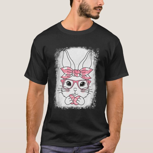 Camiseta Cute Pink Plaid Pattern Easter Bunny Face Rabbit E (Anverso)