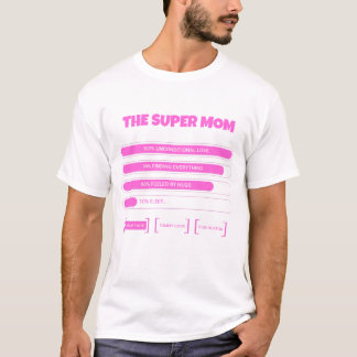 Camiseta Cute Pink Super Mom Stats T-Shirt - Aesthetic Moth