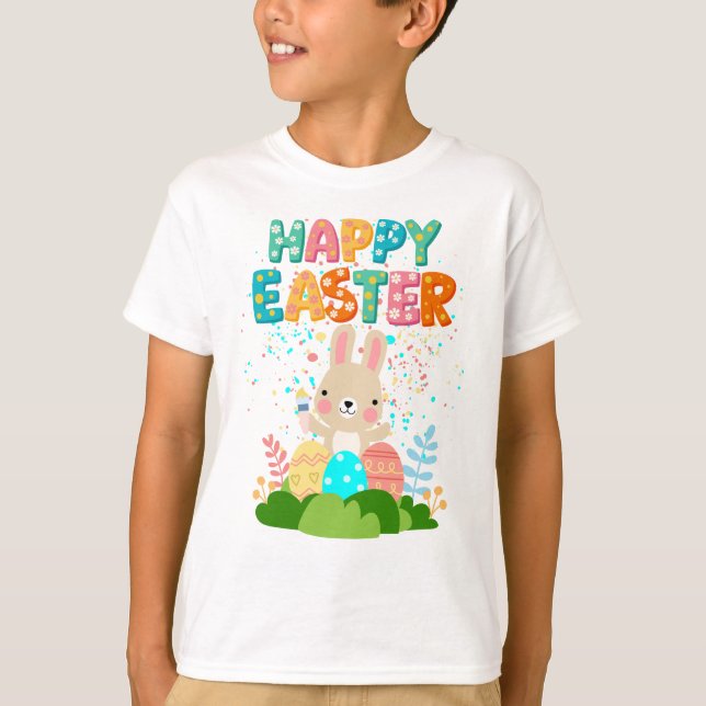 Camiseta Cute Pintar Pascua Bunny Confetti Kids Tee (Anverso)