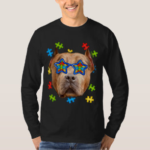 Camiseta Cute Pitbull Autism Puzzle Sungafas de sol Cachorr
