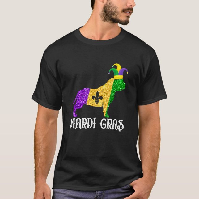 Camiseta Cute Pitbull Dog Lover Mardi Gras Party Jester Mas (Anverso)