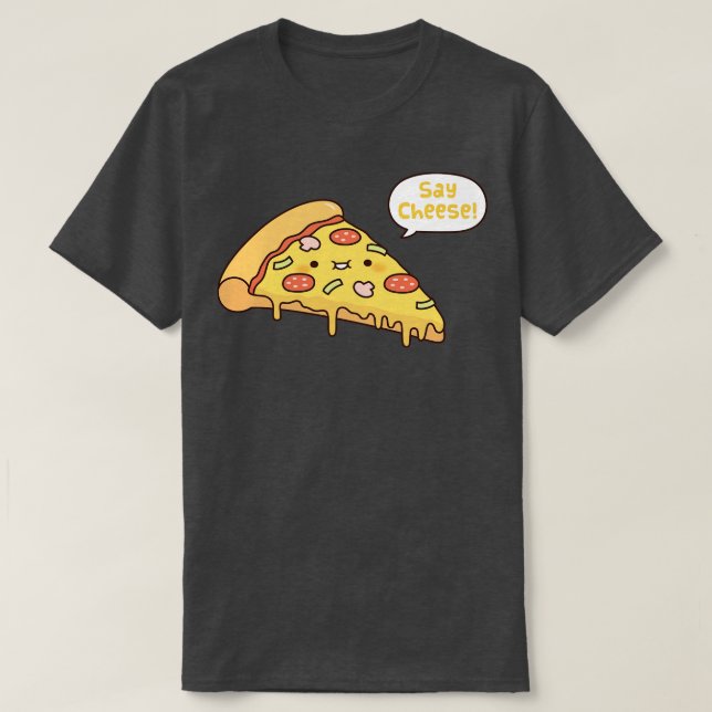 Camiseta Cute Pizza Slice dice que el queso es gracioso (Diseño del anverso)