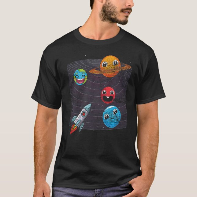 Camiseta Cute Planetas Cohetes Universo Espacio Astrónomo A (Anverso)