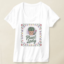 Camiseta Cute Plant Lady Potted Plant Flery Frame T-Shirt