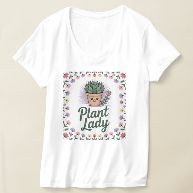 Camiseta Cute Plant Lady Potted Plant Flery Frame T-Shirt (Distribución )