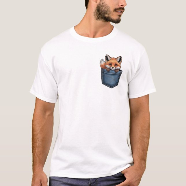 Camiseta Cute Pocket Fox | Fox In Pocket | Animal en Pocket (Anverso)