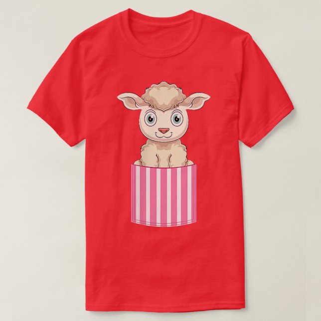 Camiseta Cute Pocket Lamb Farm Animal Lover Farmer Sheep  (Diseño del anverso)