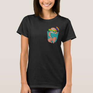 Camiseta Cute Pocket Slote Lgbt Animal Rainbow Flag Gay Pri