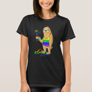 Camiseta Cute Pocket Slote Lgbt Animal Rainbow Flag Gay Pro